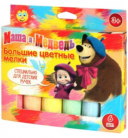Мелки цветные Маша и медведь 6 шт
